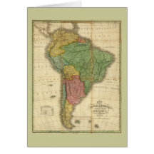 Mapa 1826 de Ámérica do Sul do vintage por Anthony Cartões