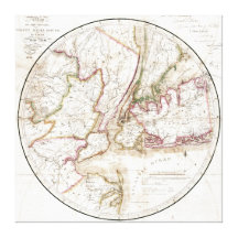 Mapa 1828 de New York Impressão De Canvas Esticada