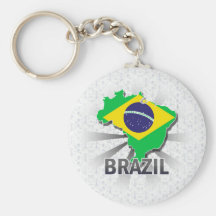 Mapa 2,0 da bandeira de Brasil Chaveiros