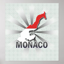 Mapa 2,0 da bandeira de Monaco Posteres