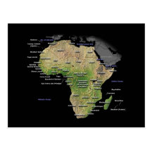 Mapa africano do continente cartao postal