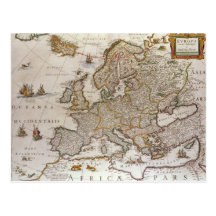 Mapa antigo de Europa, c1617 por Willem Jansz Blae Cartoes Postais