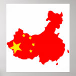 Mapa da bandeira de China sem redução Poster