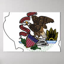Mapa da bandeira de Illinois Impressão