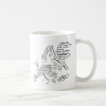 Mapa da comida de Europa Caneca
