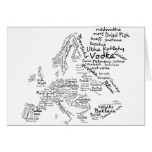 Mapa da comida de Europa Cartão