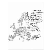 Mapa da comida de Europa Cartão Postal