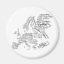 Mapa da comida de Europa Imãs De Refrigerador