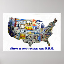 Mapa da matrícula dos Estados Unidos Posters