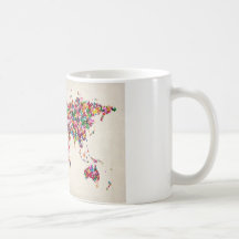 Mapa das borboletas do mapa do mundo caneca