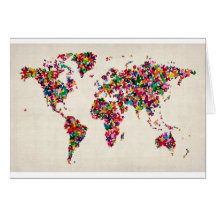 Mapa das borboletas do mapa do mundo cartao