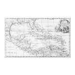 Mapa das Índias Ocidentais Impressão Em Tela Canvas