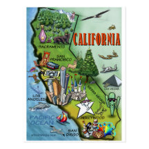 Mapa de Califórnia Cartão Postal