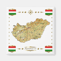 Mapa de Hungria + Ímã das bandeiras Ima De Geladeira
