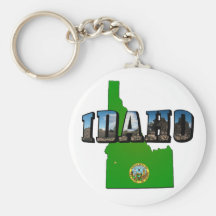 Mapa de Idaho, selo e texto da imagem Chaveiros