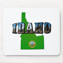 Mapa de Idaho, selo e texto da imagem Mousepads