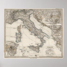Mapa de Italia por Stieler Impressão