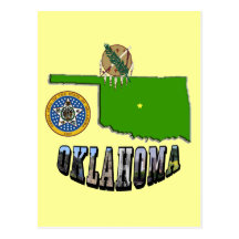 Mapa de Oklahoma, selo e texto da imagem Cartão Postal