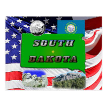 Mapa de South Dakota, texto da foto Cartao Postal