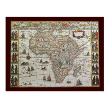 Mapa de Velho Mundo antigo de África, C. 1635 Cartões Postais