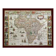 Mapa de Velho Mundo antigo de África, C. 1635 Convite Personalizado