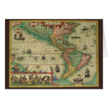 Mapa de Velho Mundo antigo dos Americas, 1606 Cartao