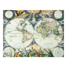 Mapa de Velho Mundo antigo por viscosidades de Pie Convites Personalizado