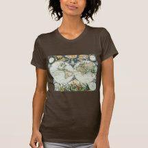 Mapa de Velho Mundo antigo por viscosidades de Pie T-shirts