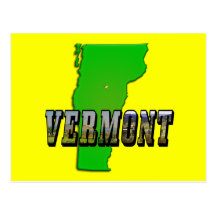 Mapa de Vermont e texto da imagem Cartao Postal