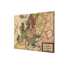 Mapa do Antiquarian 1721 de Europa pelo Moll de He Impressão De Canvas Envolvidas