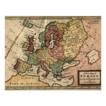 Mapa do Antiquarian 1721 de Europa pelo Moll de He Convite Personalizado