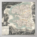 Mapa do departamento francês de Finistere Pôsteres
