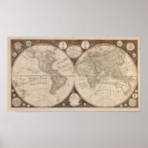 Mapa do mundo antigo, 1799 (cozinha de Thomas) Posters