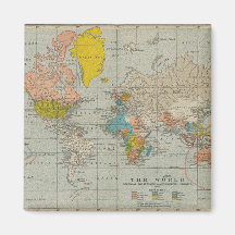 Mapa do mundo do vintage imã