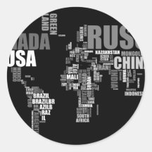 Mapa do mundo nas palavras adesivos