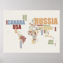 Mapa do mundo nas palavras posteres