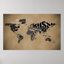 Mapa do mundo tipográfico impressão