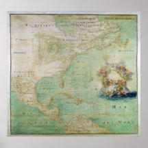 Mapa do século XVII os Americas por Claude Bernou Posters