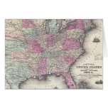 Mapa do vintage dos Estados Unidos orientais (1862 Cartoes