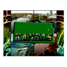 Mapa e fotos de Kansas Cartão Postal