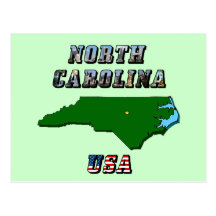 Mapa e texto de North Carolina Cartões Postais