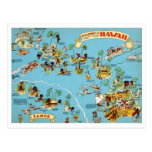 Mapa engraçado do vintage de Havaí Cartoes Postais