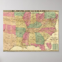 Mapa histórico e militar dos E.U. Poster