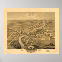 Mapa panorâmico antigo de Anoka Minnesota 1869 Pôsteres