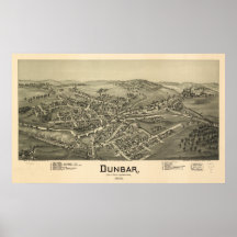 Mapa panorâmico antigo de Dunbar Pensilvânia 1900 Poster