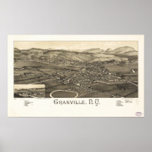 Mapa panorâmico antigo de Granville New York 1886 Posters