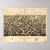 Mapa panorâmico antigo de Medford Massachusetts 18 Pôsteres