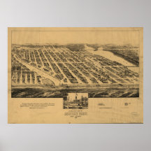 Mapa panorâmico antigo de New-jersey 1881 do parqu Pôsteres