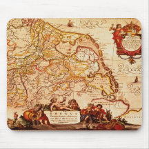 Mapa velho de Jansz Rhinelands dos Países Baixos Mouse Pad