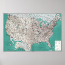 Mapas dos Estados Unidos, poster impresso do mapa 